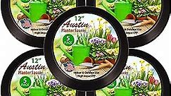 Austin Planter 8 Inch (6.3 Inch Base) Case of 5 Plant Saucer - Black Polypropylene – Heavy Duty Indoor/Outdoor Tray and Drip Pan – Collects Flower Pot Excess Water Made in USA