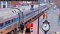 Mr. and Mrs. Santa Clause at Ashland Virginia greeting Amtrak Passengers! #trains #amtrak #virtualrailfan #webringthetrainstoyou #railroads #ashlandva Full video https://fb.watch/hkMQc38FR8/ | Virtual Railfan