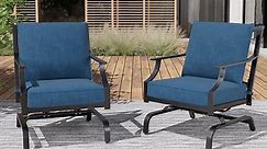 Grand Patio Outdoor Seating Chair Set of 2, Stationary Adult Rocker, Metal, Peacock Blue