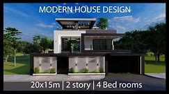 House Design | Modern House Design | 2 story | 4 Bedrooms | Terrace | CASA MODERNA (20x15m)
