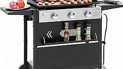 Captiva Designs 36 In Gas Griddle Cooking Station with Ceramic Coated Cast Iron Pan, 3-Burner Flat Top Propane Gas Grill, 33,000 BTU Output Flattop Grill for Outdoor Barbecue, Cooking and Party