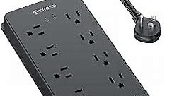 TROND Power Strip Surge Protector, Flat Plug 15ft Long Extension Cord, 10 Widely Spaced AC Outlets, 2 USB A & 2 USB C Ports, 4000J, ETL Listed, Wall Mountable, for Home Office Entertainment, Black