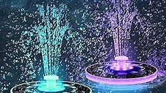 Solar Fountain with LED Light Floating Pool Fountain with Multicolor Lights 6 Removable Nozzles Solar Water Fountain Day& Night Sprays Automatically Light up Pool Garden Birdbath Pond D4.5 in(2Pack)
