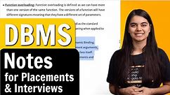 DBMS Notes for College Placements | Data Base Management System |@ApnaCollegeOfficial