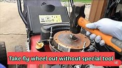 How to remove flywheel in lawn mower easily.My mower pulls rope back./kickback issue