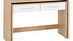 Seconique Seville 2 Drawer Slider Desk - White Gloss/Light Oak Effect Veneer