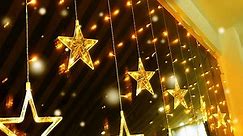 Quntis 12 Star Christmas Window Lights, 11 Lighting Modes 138 LED Star Curtain Lights Color Changing, Christmas Star Lights Hanging Backdrop for Bedroom Wedding Party Christmas Decoration