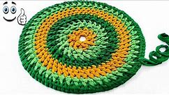 HOW TO MAKE ROUND DOORMAT AT HOME, DOOR MAT MADE WITH OLD CLOTHES AND COTTON DIY