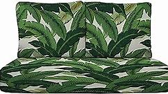 RSH Décor Indoor Outdoor Deep Seating Loveseat Cushion Set, 1-46” x 26” x 5” Seat and 2-25” x 21” Backs, Choose Color (Swaying Palms Aloe)
