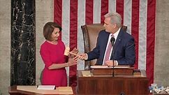 Kevin McCarthy presents Nancy Pelosi gavel at convening of 116th Congress