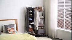 YOUDENOVA Hanging Closet Organizer, 6-Shelf Closet Hanging Storage with Side Pockets, Beige