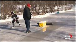 New Brunswick grandfather creates make-shift Zamboni for backyard ice rink