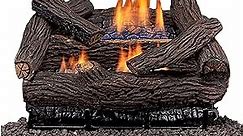 Duluth Forge DLS-18R-2 Dual Fuel Ventless Fireplace Logs Set with Remote Control, Use with Natural Gas or Liquid Propane, 30000 BTU, Heats up to 1000 Sq. Ft, Stacked Red Oak, 18 Inches