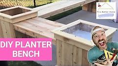 🍒 DIY Plans➔How to Make a Cedar Planter Bench (w/ Storage) for Patio, Porch, or Sideyard