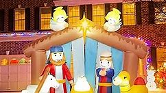 Christmas Inflatable Nativity Scene Outdoor 6 FT, Nativity Sets, Xmas Holiday Decorations Outside, Christmas Nativity Inflatable Model Blow Up Yard Decor with Built-in LED for Lawn, Yard, Garden