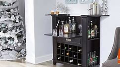 Black 18-Cubby Bar & Wine Cabinet
