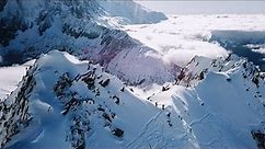 Skiing high above the clouds in Chamonix France | Les Grands Montets by drone 4K