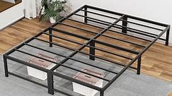 Nefoso Queen Bed Frames, 14 inch Tall Heavy Duty Metal Platform Bed Frame, No Box Spring Needed, Black