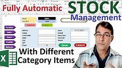 Full Automatic Stock Management Software with Different Category | Stock Maintain in excel part - 4