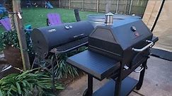 Chargriller legacy 33 inch charcoal grill, fully assembled review and first burn off.