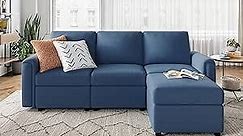 LINSY HOME Modular Sofa, Sectional Couch L Shaped Sofa with Storage, Modular Sectionals with Ottomans, Modern Small Sofa Couch with Chaise for Living Room, Blue