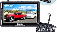 Wireless Backup Camera Solar Magnetic: Portable Cordless Scratch-Proof Truck Trailer Hitch Rear View Camera HD 1080P No Wiring No Drilling Rechargeable 5'' Monitor Kit for Car RV Camper - DoHonest V35