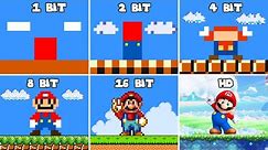 Mario (198x - 2024 ) 1-BIT vs 2-BIT vs 4-BIT vs 8 BIT vs 16 BIT vs HD in Maze Mayhem |Game Animation