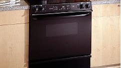 GE Profile™ 30" Slide-In Electric Range with Glass Cooktop and Ribbon Heating Elements|^|JSP40BWBB