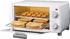 COMFEE' Toaster Oven Countertop, 4-Slice, Compact Size, Easy to Control with Timer-Bake-Broil-Toast Setting, 1000W, White (CFO-BB102)