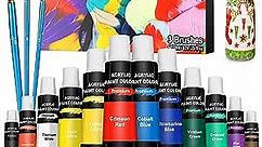 Emooqi Acrylic Paint Set, 12 × 22 ml (0.74 oz) Premium Colors, 3 Brushes, Rich Pigments, Non Fading Paints for Artist and Hobby Painters, Ideal for Fabric, Canvas Painting, Christmas Decoration.