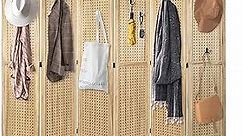 Babion 6 Panel Pegboard Display, Peg Board Room Divider Pegboard Freestanding Folding Privacy Screens Pegboard Display Stand for Craft Shows (Natural)