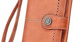 JJUQ Womens Wallet Leather Large Capacity Card Holder Zipper Wristlet Wallets for Women-orange