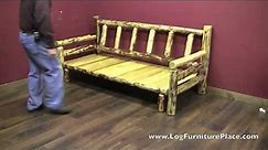 Cedar Lake Easy Glide Log Futon | Rustic Log Sleeper Sofa