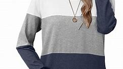 ONLYSHE Casual Basic Crewneck Sweatshirts For Womens Long Sleeve Color Block Pullover T shirts Tunic Tops