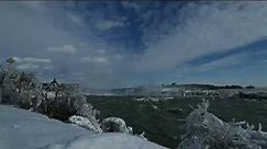 Niagara Falls partially frozen over in North American cold snap