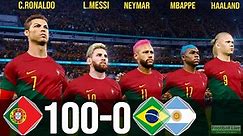 Portugal 100-0 Brazil & Argentina | Ronaldo Messi Neymar Mbappe Haaland Al Stars played for POR |PES