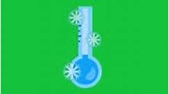 video animation of a thermometer lowering temperature and freezing...