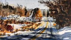 Watercolor Painting a Country Road in Winter