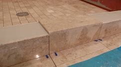 Part "5" How to tile shower curb & measure all cuts to shower floor & main bathroom floor DIY