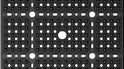 XIYUNTE Large Square Shower Mat Non Slip - 27x27 inch Shower Mats for Shower Anti Slip - Square Shower Stall Mat for Shower Floors | Secure Suction Cups and Drain Holes, Machine Washable, Black