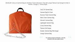 DEGELER Carry on Garment Bag for effortless Travel & Business Trips with unique Titanium Suit Hanger for Men & Women, Orange, L,