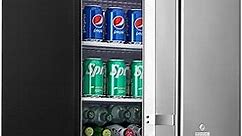 Outdoor Refrigerator, 24-inch Undercounter Fridge, 185QT/175 Cans Built-in Beverage Cooler with 304 Stainless Steel Reversible Door, for Home Kitchen Commercial Use, Black