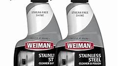 Weiman Stainless Steel Cleaner and Polish - 2 Pack - Removes Fingerprints, Residue, Water Marks and Grease from Appliances w/Buffing Towel
