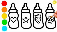 How to Draw Baby Bottle for kids
