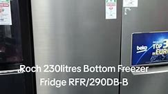 Roch 230l Bottom Freezer Fridge RFR/290DB-B Description Roch 230l Bottom Freezer Fridge RFR-290DB-B is a high-quality appliance that offers a range of features and benefits for your kitchen. Capacity The fridge has a capacity of 230 liters, providing ample storage space for your food and beverages. Furthermore, it is ideal for a small household to ensure that your things are chilled at all times. Total No-Frost The Roch RFR-290DB-B features a total no-frost technology that keeps your food fresh
