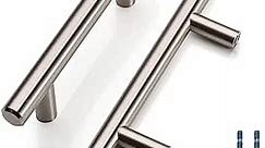 FURNIWARE 50 Pack 5'' Euro Bar Cabinet Handles, Kitchen Drawer Door Handles Pulls,Stainless Steel,Brushed Satin Nickel-5”Length, 3” Hole Center