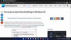 Five ways to open Sound Settings in Windows 11/10