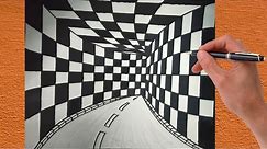 How To Draw 3d Tunnel Drawing ! Optical illusion ! Step By Step 3d Drawing ! 3d illusion ! 3d Art