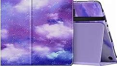 MoKo Case Fits All-New Amazon Kindle Fire HD 10 & 10 Plus Tablet (13th/11th Generation, 2023/2021 Release) 10.1" - Slim Folding Stand Cover with Auto Wake/Sleep, Purple Nebula