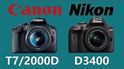 Canon EOS 2000D/Rebel T7/Kiss X90 vs Nikon D3400